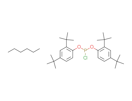 phosphorochloridous acid bis-(2,4-di-tert-butyl-phenyl) ester; compound with hexane