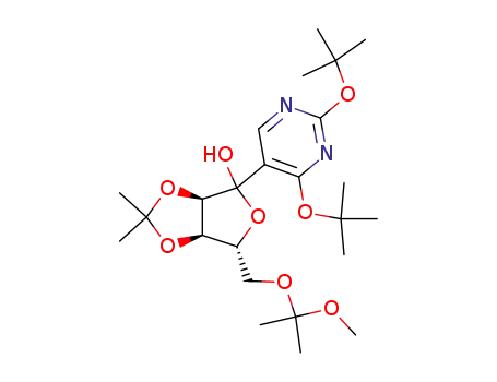 4-(2,4-di-tert-butoxy-pyrimidin-5-yl)-6-(1-methoxy-1-methyl-ethoxymethyl)-2,2-dimethyl-tetrahydro-furo[3,4-d][1,3]dioxol-4-ol