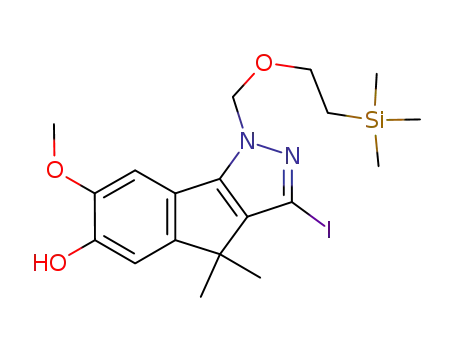 3-iodo-7-methoxy-4,4-dimethyl-1-{[2-(trimethylsilyl)ethoxy]methyl}-1,4-dihydroindeno[1,2-c]pyrazol-6-ol