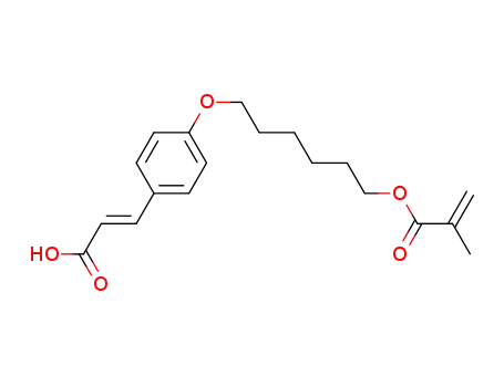 Molecular Structure of 125274-23-9 (2-Propenoic acid, 2-methyl-, 6-[4-[(1E)-2-carboxyethenyl]phenoxy]hexyl
ester)