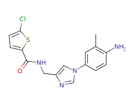 Molecular Structure of 928630-93-7 (2-Thiophenecarboxamide,
N-[[1-(4-amino-3-methylphenyl)-1H-imidazol-4-yl]methyl]-5-chloro-)
