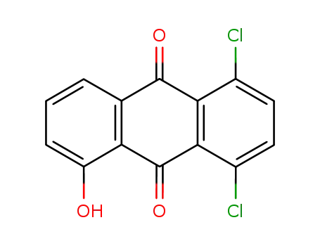 Molecular Structure of 6770-15-6 (9,10-Anthracenedione, 1,4-dichloro-5-hydroxy-)