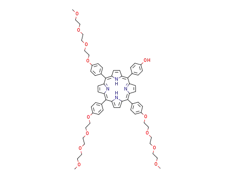 5,10,15-tri[p-(9-methoxytriethylenenoxy)phenyl]-20-[p-hydroxyphenyl]porphyrin