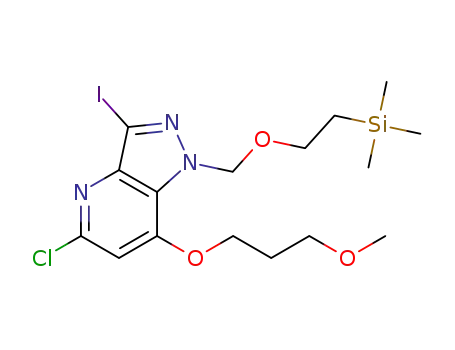 5-chloro-3-iodo-7-(3-methoxypropoxy)-1-((2-(trimethylsilyl)ethoxy)methyl)-1H-pyrazolo[4,3-b]pyridine