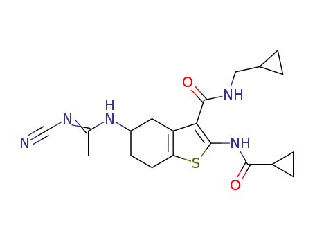 5-[[N-cyano-C-methyl-carbonimidoyl]amino]-2-(cyclopropanecarbonylamino)-N-(cyclopropylmethyl)-4,5,6,7-tetrahydrobenzothiophene-3-carboxamide