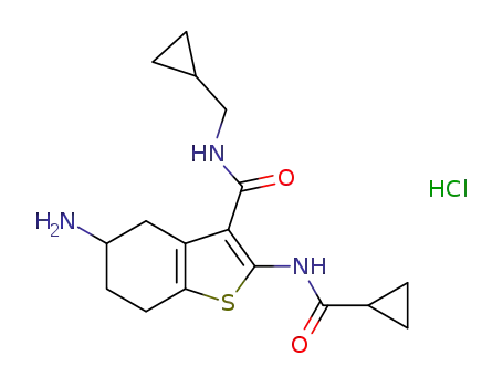 5-amino-2-(cyclopropanecarbonylamino)-N-(cyclopropylmethyl)-4,5,6,7-tetrahydrobenzothiophene-3-carboxamide hydrochloride