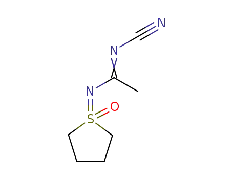 Molecular Structure of 114113-46-1 (Thiophene, 1-[[1-(cyanoimino)ethyl]imino]-1,1,2,3,4,5-hexahydro-,
1-oxide)