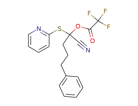 Molecular Structure of 144499-11-6 (Acetic acid, trifluoro-, 1-cyano-4-phenyl-1-(2-pyridinylthio)butyl ester)