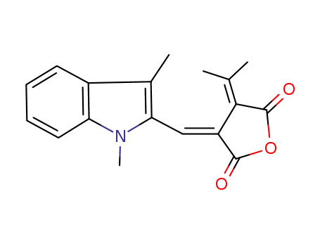 Molecular Structure of 144498-71-5 (2,5-Furandione,
3-[(1,3-dimethyl-1H-indol-2-yl)methylene]dihydro-4-(1-methylethylidene)
-, (E)-)
