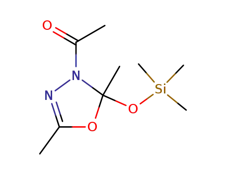 Molecular Structure of 91482-61-0 (1,3,4-Oxadiazole,
3-acetyl-2,3-dihydro-2,5-dimethyl-2-[(trimethylsilyl)oxy]-)