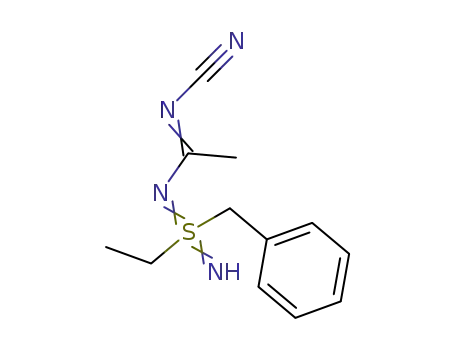 Molecular Structure of 111268-17-8 (Benzene, [[N-[1-(cyanoimino)ethyl]-S-ethylsulfonodiimidoyl]methyl]-)
