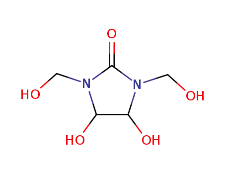 Molecular Structure of 1854-26-8 (4,5-dihydroxy-1,3-bis(hydroxymethyl)imidazolidin-2-one)