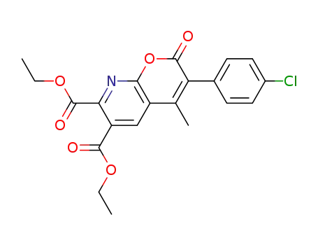 Molecular Structure of 111877-27-1 (2H-Pyrano[2,3-b]pyridine-6,7-dicarboxylic acid,
3-(4-chlorophenyl)-4-methyl-2-oxo-, diethyl ester)