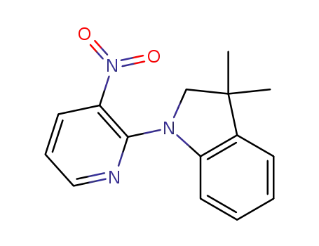 Molecular Structure of 870072-64-3 (1H-Indole, 2,3-dihydro-3,3-dimethyl-1-(3-nitro-2-pyridinyl)-)