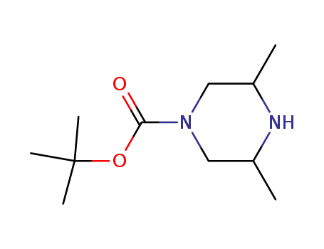 Molecular Structure of 639068-43-2 (3,5-Dimethyl-piperazine-1-carboxylic acid tert-butyl ester)