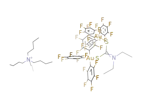 N(C4H9)4(1+)*{Au(C6F5)3}2(S2CN(C2H5)2)(1-) = {N(C4H9)4}{{Au(C6F5)3}2(S2CN(C2H5)2)}