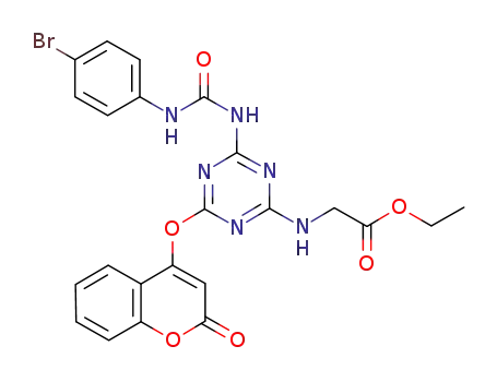 ethyl 2-(4-(2-oxo-2H-chromen-4-yloxy)-6-(3-(4-bromophenyl)ureido)-1,3,5-triazin-2-ylamino)acetate