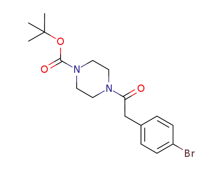 Molecular Structure of 1007210-75-4 (tert-butyl 4-(2-(4-broMophenyl)acetyl)piperazine-1-carboxylate)