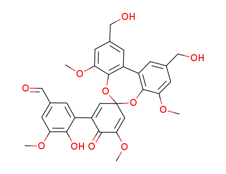 5'-(5''-carboxaldehyde-2''-hydroxy-3''-methoxyphenyl)-6,9-bis(hydroxymethyl)-3',4,11-trimethoxydibenzo[d,f][1,3]dioxepin-2-spiro-4'-cyclohexa-2',5'-dienone