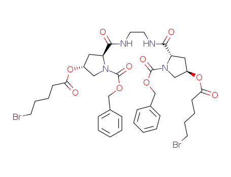 dibenzyl 5,5'-((ethane-1,2-diylbis(azanediyl))bis(carbonyl))bis(3-((5-bromopentanoyl)oxy)pyrrolidine-1-carboxylate)