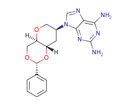 1’,5’-anhydro-4’,6’-O-benzylidene-2’,3’-dideoxy-2’-(2,6-diaminopurin-9-yl)-D-arabinohexitol