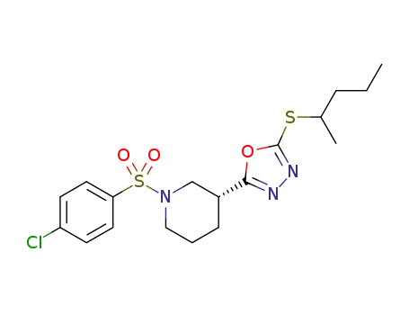 5-[1-[(4-chlorophenyl)sulfonyl]-3-piperidinyl]-1,3,4-oxadiazole-2-yl 1-methylbutyl sulfide
