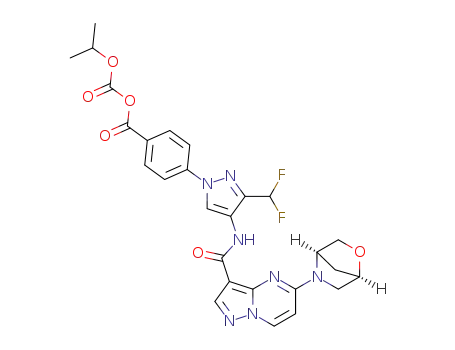isopropoxycarbonyl 4-[3-(difluoromethyl)-4-[[5-[(1R)-2-oxa-5-azabicyclo[2.2.1]heptan-5-yl]pyrazolo[1,5-a]pyrimidine-3-carbonyl]amino]pyrazol-1-yl]benzoate