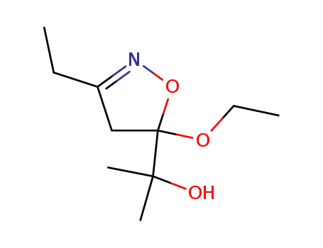 Molecular Structure of 86905-39-7 (5-Isoxazolemethanol,5-ethoxy-3-ethyl-4,5-dihydro-alpha,alpha-dimethyl-(9CI))