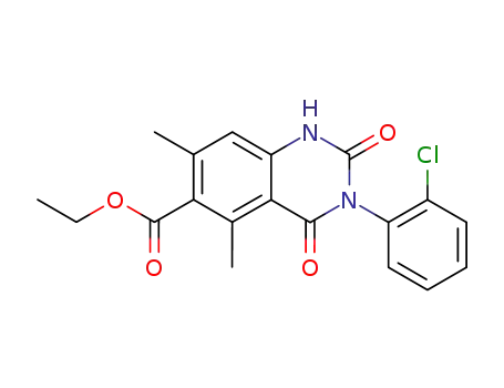 Molecular Structure of 81087-59-4 (3-(2-chlorophenyl)-6-ethoxycarbonyl-5,7-dimethyl-2,4(1H,3H)-quinazolidinedione)