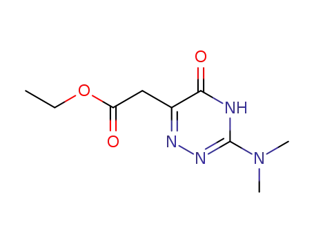 Molecular Structure of 112080-99-6 (1,2,4-Triazine-6-acetic acid, 3-(dimethylamino)-2,5-dihydro-5-oxo-,
ethyl ester)