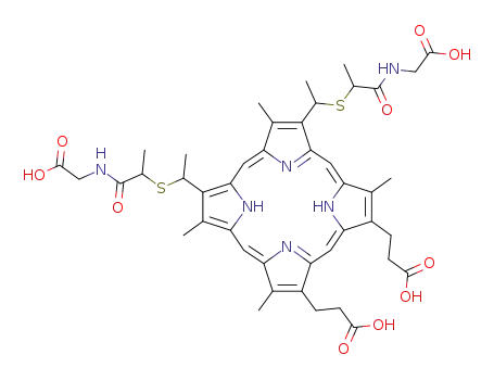 7,12-bis<1-<1-(glycinocarbonyl)ethylthio>ethyl>-3,8,13,17-tetramethyl-21H,23H-porphine-2,18-dipropanoic acid