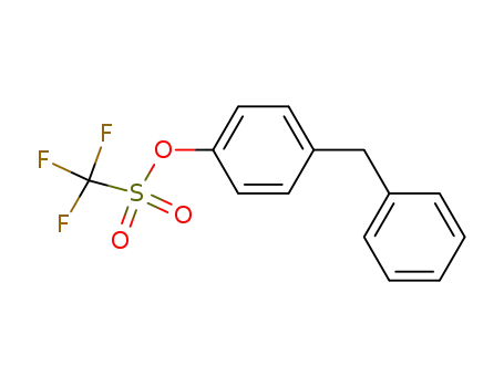 Molecular Structure of 329685-39-4 (Methanesulfonic acid, trifluoro-, 4-(phenylmethyl)phenyl ester)