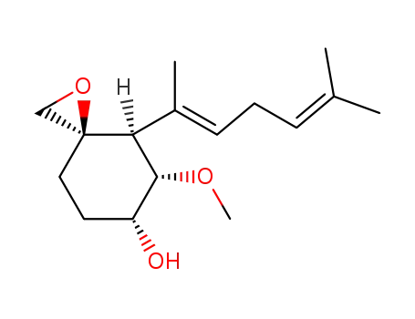 Molecular Structure of 220496-61-7 (1-Oxaspiro[2.5]octan-6-ol,
4-[(1E)-1,5-dimethyl-1,4-hexadienyl]-5-methoxy-, (3R,4S,5S,6R)-)