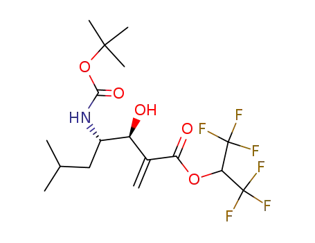 tert-butyl (3S,4S)-[2-((1,1,1,3,3,3-hexafluoropropan-2-yloxy)carbonyl)-3-hydroxy-6-methylhept-1-en-4-yl]carbamate