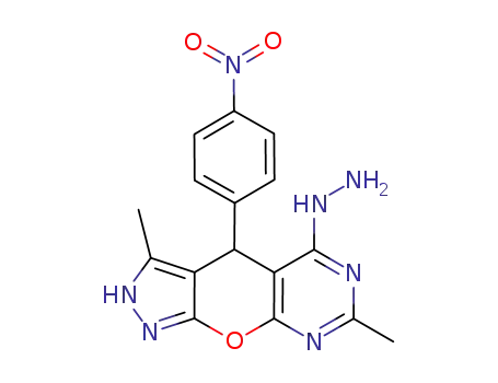 3,7-dimethyl-4-(4-nitrophenyl)-2,4-dihydropyrazolo[4',3':5,6]pyrano[2,3-d]pyrimidin-5-ylhydrazine