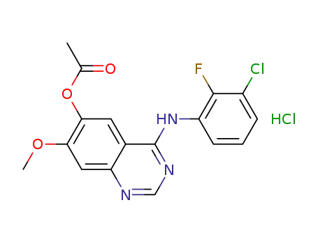Molecular Structure of 612501-80-1 (6-Quinazolinol, 4-[(3-chloro-2-fluorophenyl)amino]-7-methoxy-, acetate
(ester), monohydrochloride)