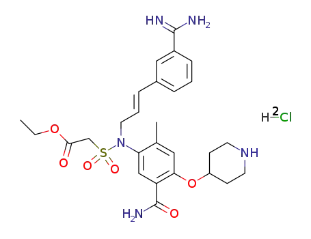 ethyl N-[3-(3-amidinophenyl)-2-(E)-propenyl]-N-[5-carbamoyl-2-methyl-4-(piperidin-4-yloxy)phenyl]sulfamoylacetate dihydrochloride