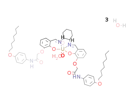 aqua{(2,2'-(1,2-cyclohexanediylbis(nitrilomethylidyne(2-hydroxy-3,1-phenylene)oxy))bis(N-(4-(n-octyloxy)phenyl)acetamidato))(2-)-N,N',O,O'}dioxouranium trihydrate