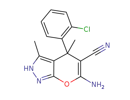 6-amino-4-(2-chlorophenyl)-2,4-dihydro-3,4-dimethylpyrano[2,3-c]pyrazole-5-carbonitrile