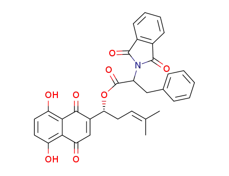 1-(5,8-dihydroxy-1,4-dioxo-1,4-dihydronaphthalen-3-yl)-4-methylpent-3-en-1-yl-2-(1,3-dioxoisoindolin-2-yl)-3-phenylpropanoate
