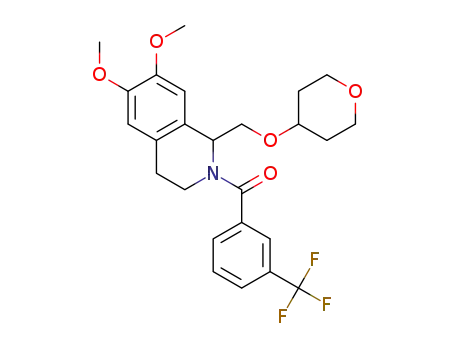 (6,7-dimethoxy-1-(((tetrahydro-2H-pyran-4-yl)oxy)methyl)-3,4-dihydroisoquinolin-2(1H)-yl)(3-(trifluoromethyl)phenyl)methanone