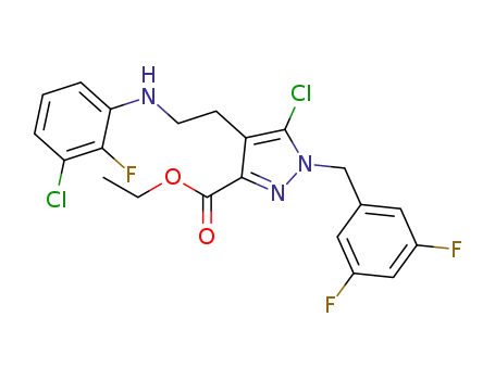 ethyl 5-chloro-4-(2-((3-chloro-2-fluorophenyl)amino)ethyl)-1-(3,5-difluorobenzyl)-1H-pyrazole-3-carboxylate