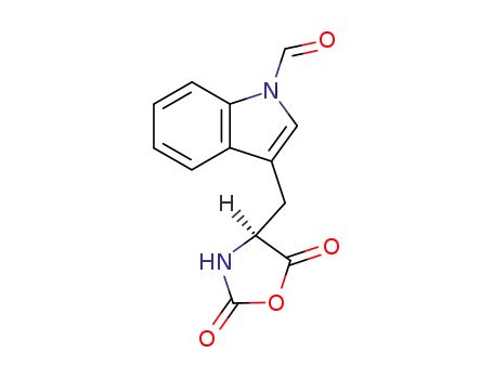 Molecular Structure of 129288-33-1 (1H-Indole-1-carboxaldehyde, 3-[(2,5-dioxo-4-oxazolidinyl)methyl]-, (S)-)
