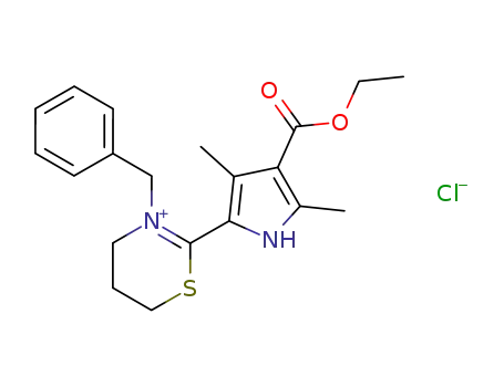 3-Benzyl-2-(3-ethoxycarbonyl-2,4-dimethylpyrrol-5-yl)-5,6-dihydro-4H-1,3-thiazinium-chlorid