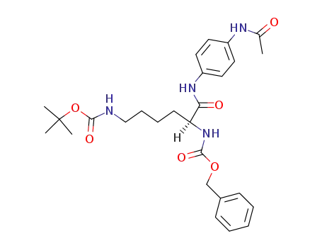 Molecular Structure of 139009-82-8 (Carbamic acid,
[1-[[[4-(acetylamino)phenyl]amino]carbonyl]-5-[[(1,1-dimethylethoxy)carb
onyl]amino]pentyl]-, phenylmethyl ester, (S)-)