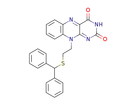 Molecular Structure of 116385-06-9 (Benzo[g]pteridine-2,4(3H,10H)-dione,
10-[2-[(diphenylmethyl)thio]ethyl]-)