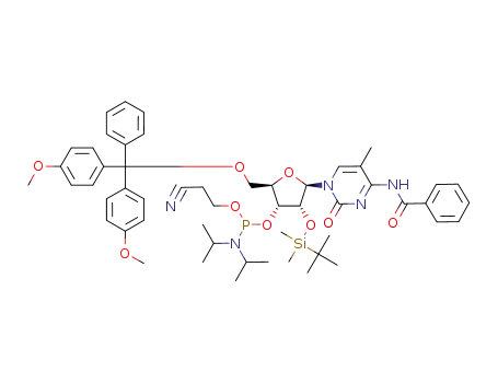 Diisopropyl-phosphoramidous acid (2R,3R,4R,5R)-5-(4-benzoylamino-5-methyl-2-oxo-2H-pyrimidin-1-yl)-2-[bis-(4-methoxy-phenyl)-phenyl-methoxymethyl]-4-(tert-butyl-dimethyl-silanyloxy)-tetrahydro-furan-3-yl ester 2-cyano-ethyl ester