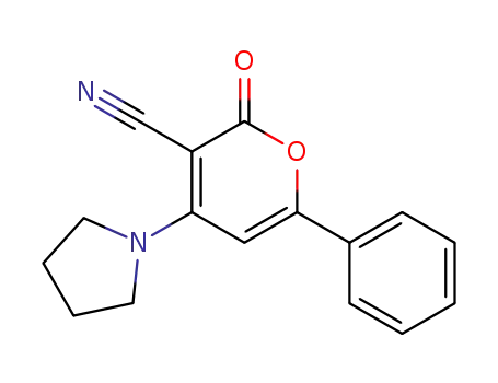 Molecular Structure of 454703-31-2 (2H-Pyran-3-carbonitrile, 2-oxo-6-phenyl-4-(1-pyrrolidinyl)-)