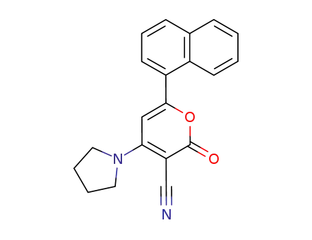Molecular Structure of 454703-34-5 (2H-Pyran-3-carbonitrile, 6-(1-naphthalenyl)-2-oxo-4-(1-pyrrolidinyl)-)