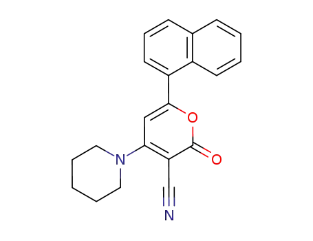 Molecular Structure of 454703-35-6 (2H-Pyran-3-carbonitrile, 6-(1-naphthalenyl)-2-oxo-4-(1-piperidinyl)-)